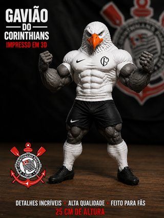 Mascote Gavião Corinthians 3D Impresso