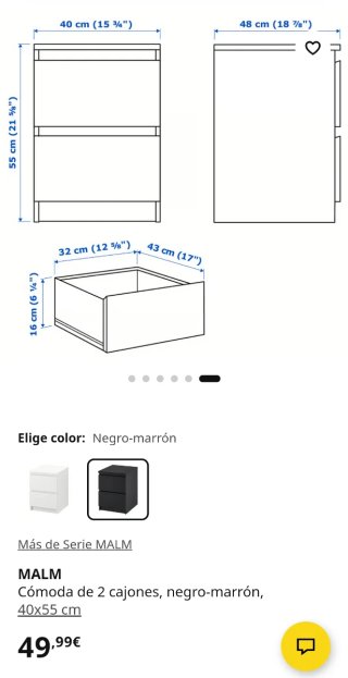 Mesilla Noche MALM IKEA Negra