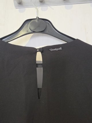 Vestido Desigual Negro Flores Lentejuelas Talla 46