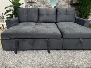 Sofá Cama Chaise Longue Gris con Arcón