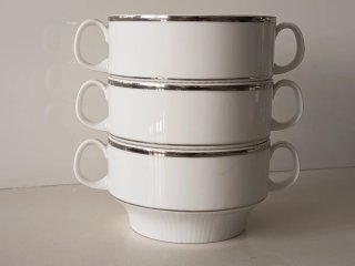 Juego 3 Tazas Consomé o desayuno Porcelana