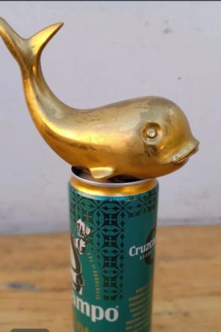 Pisapapeles bronce ballena dorada vintage antigua