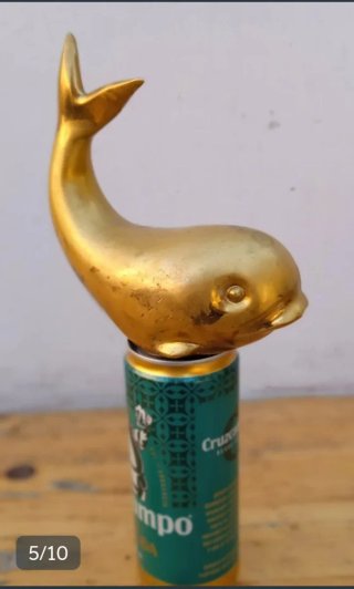 Pisapapeles bronce ballena dorada vintage antigua