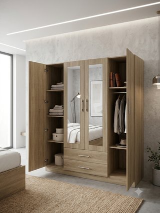 Armario 4 puertas color madera + Envio