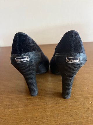 Zapatos Superga Tacón Ante Negro Talla 37