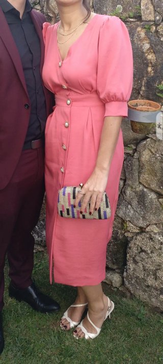 Vestido fiesta botones perla