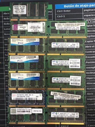 Lote Memorias RAM Portátil DDR2 y DDR3