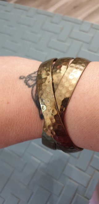 Bracciale Ottone Martellato Vintage Anni '80