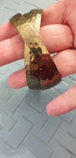Bracciale Ottone Martellato Vintage Anni '80