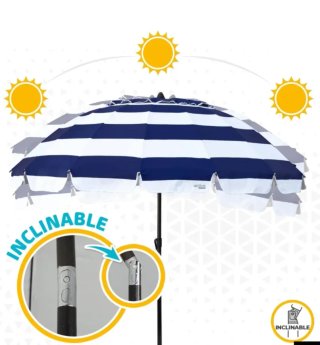 AKTIVE Sombrilla playa anti viento plegable 240 cm