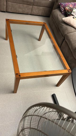 Mesa de centro madera y cristal 110x70x40