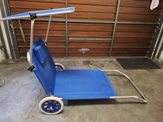 Silla de playa con ruedas y parasol,Nuevo
