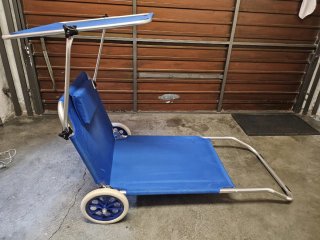 Silla de playa con ruedas y parasol,Nuevo