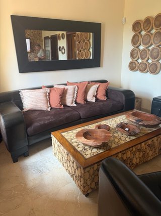 Mesa de centro Bali de madera y vidrio