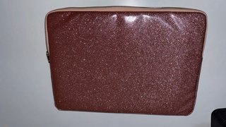 Funda portátil purpurina rosa