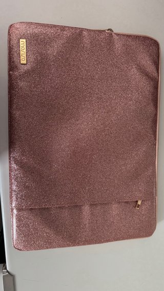 Funda portátil purpurina rosa
