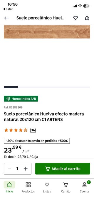 Suelo porcelánico Huelva 20x120cm 15 cajas