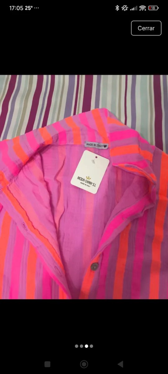 Vestido playero rayas naranja y rosa. Talla XXL