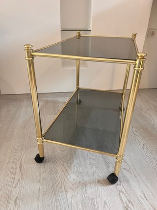 Mesa Camarera Cristal y Metal Dorado