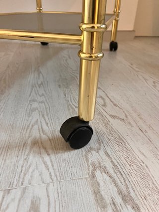 Mesa Camarera Cristal y Metal Dorado