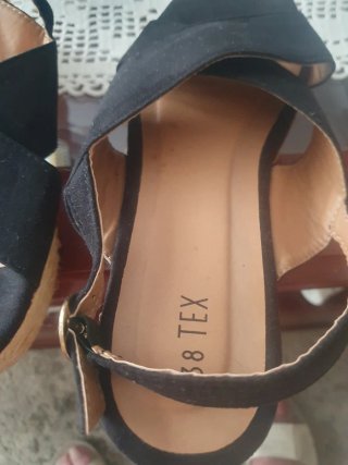Sandalias cuña esparto 38 TEX negras T38