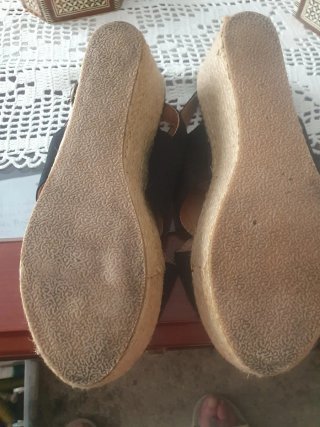 Sandalias cuña esparto 38 TEX negras T38
