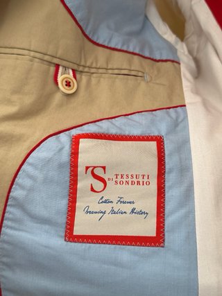 Americana El Ganso Beige Forro Rojo