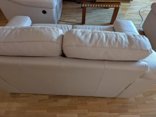 Conjunto sofá y 2 sillones piel blanco