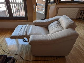 Conjunto sofá y 2 sillones piel blanco