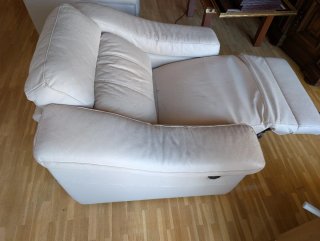Conjunto sofá y 2 sillones piel blanco