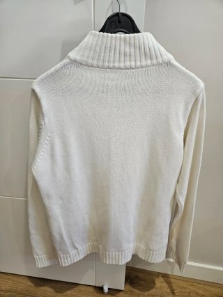 Chaqueta unisex de punto blanca con cremallera
