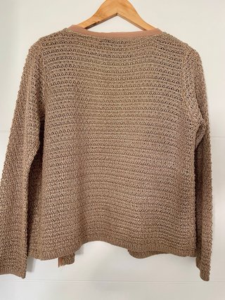 Chaqueta tejida beige dorada mujer