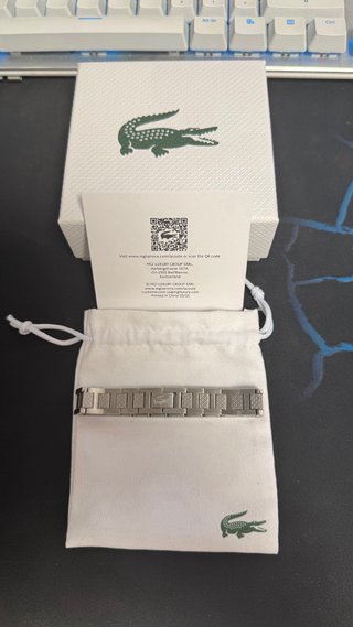 Pulsera Lacoste original plateada con caja