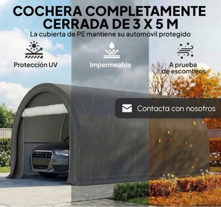 Carpa Garaje Coche Gris Poliéster