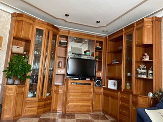 Mueble de salón madera y cristal (3 partes)