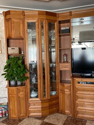 Mueble de salón madera y cristal (3 partes)