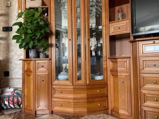 Mueble de salón madera y cristal (3 partes)