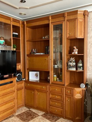 Mueble de salón madera y cristal (3 partes)