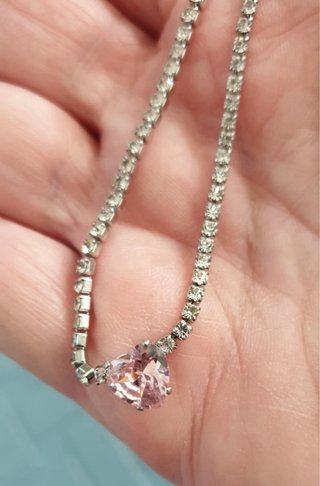 Bracciale Tennis Cuore Rosa Argento