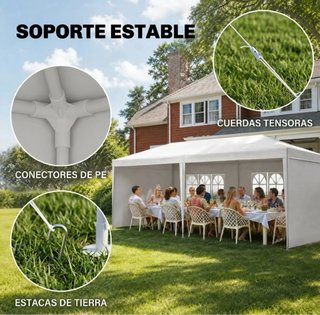 Carpa de jardín gris y blanca