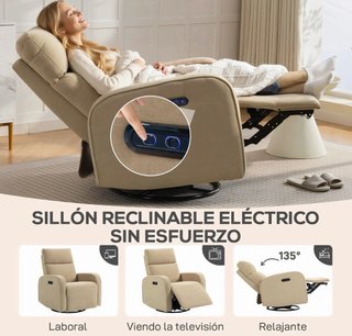Sillón relax giratorio tela beige
