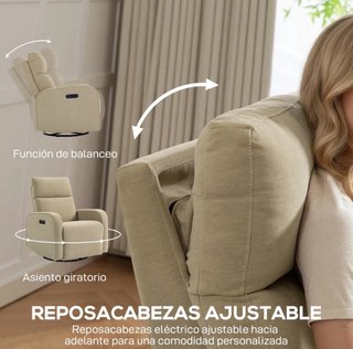 Sillón relax giratorio tela beige