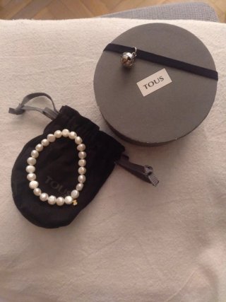 Pulsera Tous Perlas y Oso Dorado