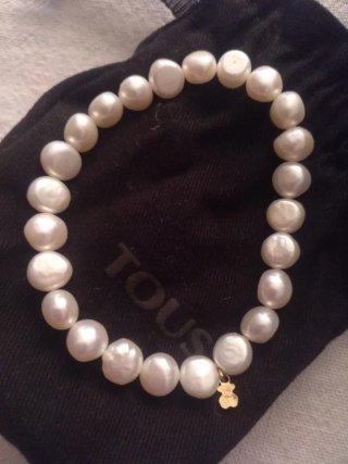 Pulsera Tous Perlas y Oso Dorado