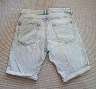Bermuda Vaquera H&M Talla 32 Slim Fit Azul Claro