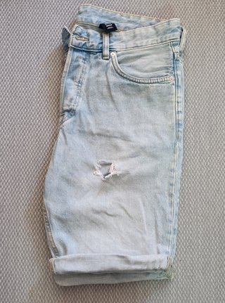 Bermuda Vaquera H&M Talla 32 Slim Fit Azul Claro