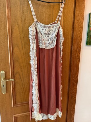 Vestido Zara M Bege/Castanho