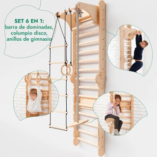 6en1 Pared sueca + Escalera + columpio+ tobogán