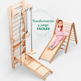 6en1 Pared sueca + Escalera + columpio+ tobogán