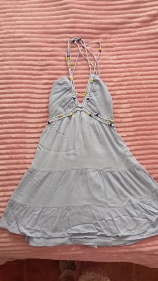 Vestido Stradivarius Azul Talla XS con Abalorios